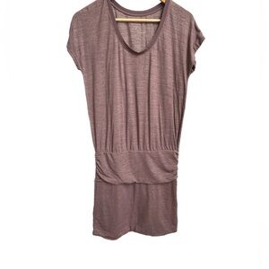Athleta Odyssey Heather Mauve Dress Athletic Stretch Ruched Size Small